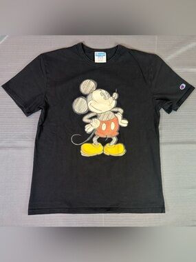 Champion x Disney Collab Mickey Mouse Graphic T Shirt Black Womens Medium